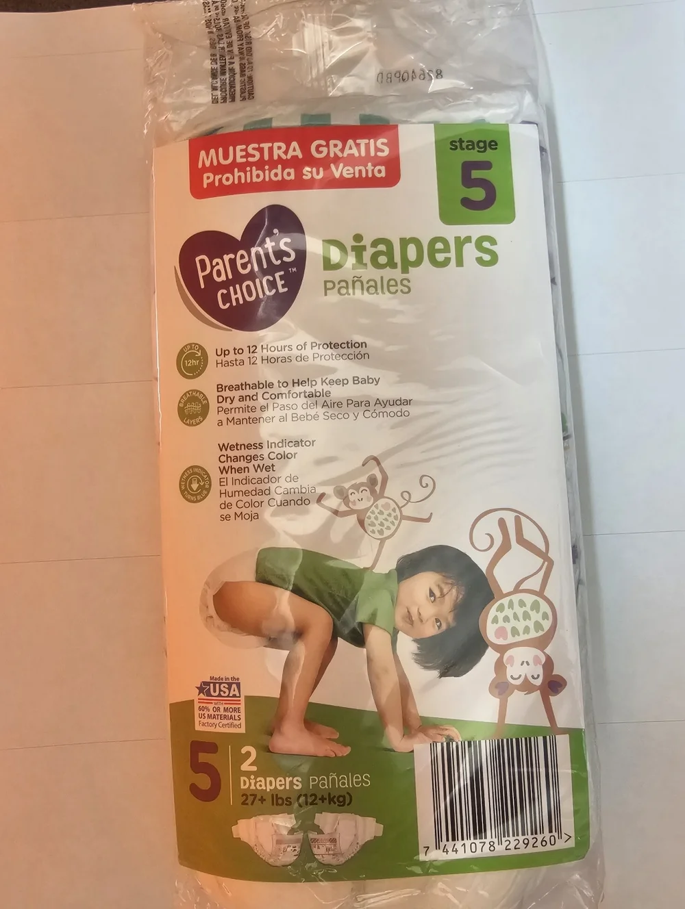 Parent's Choice Diapers with Purple and White Design 80 Diapers Stage 5